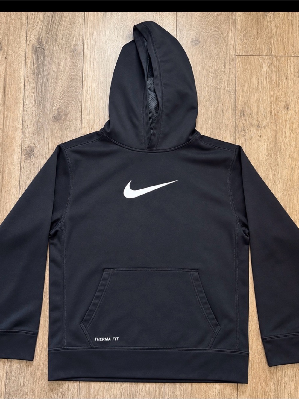 Nike Black Performance Therma-FIT Pullover Hoodie with White Swoosh

0017